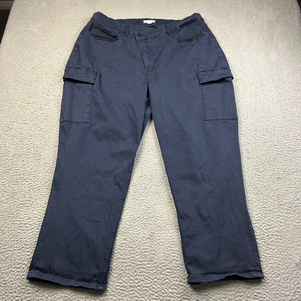 Good American Trousers Womens Blue Rinse Army Cuffed Cargo Utility Pants Sz 20